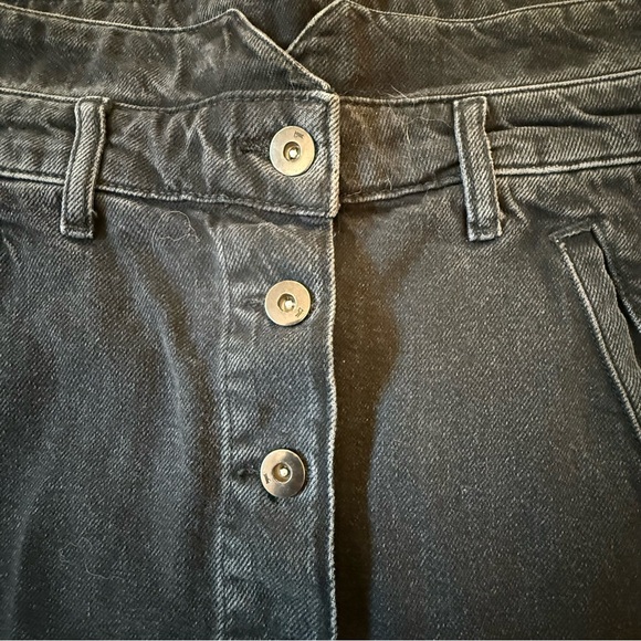 Pilcro and the Letterpress Anthropologie Black Button Front Denim Mini Skirt 12 - Picture 5 of 9
